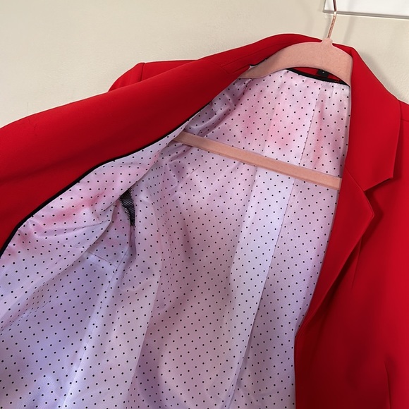 Express Notch Collar One Button Blazer - Red - 0 - Picture 15 of 16